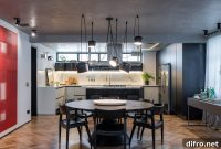 Polished Concrete Apartment: Sleek Black and White Interior