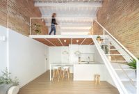 Tiny Barcelona Flat Renovation: White, Brick & Wood Mezzanine