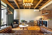 Small Modern Industrial Apartment with Bold Textural Contrast