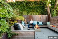 Secluded Outdoor Conversation Pit Surrounded by Lush Greenery