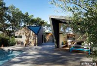 Wood-Clad Holiday Home Blends Cozy Warmth with Geometric Design