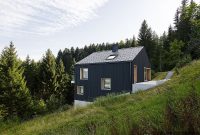 Austrian Holiday Home with Dark Facade and Warm Wood Interior