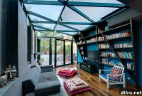 Colorful Contemporary Small Home Library Ideas