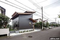 Japanese Home with Custom Dark Exterior and Split Rooflines