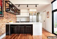 Northcote Social Kitchen with Exposed Brick and Cozy Family Room