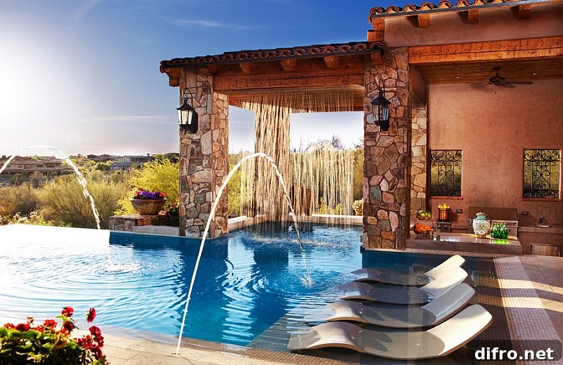 Enjoy the sunset as you sink into the water loungers