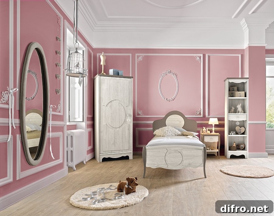 Gorgeous girls' bedroom in pink from Gautier Back to School 2014 Collection
