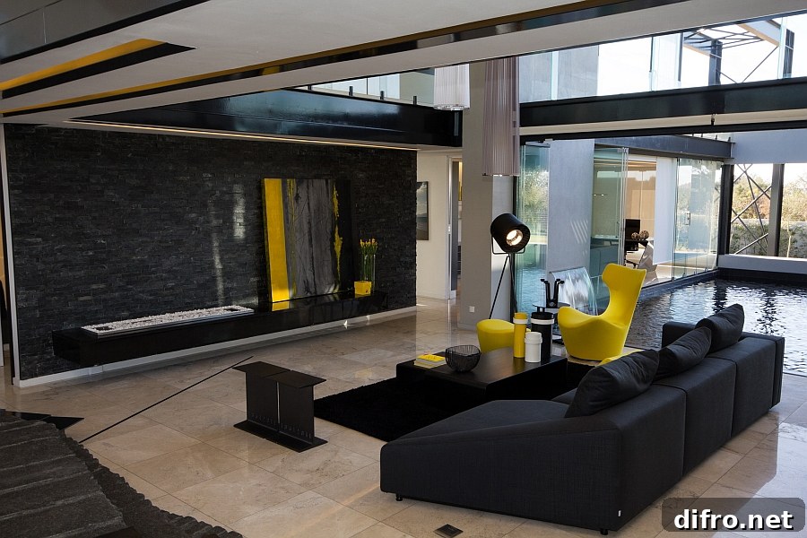 Indoor that is built around stunning water features