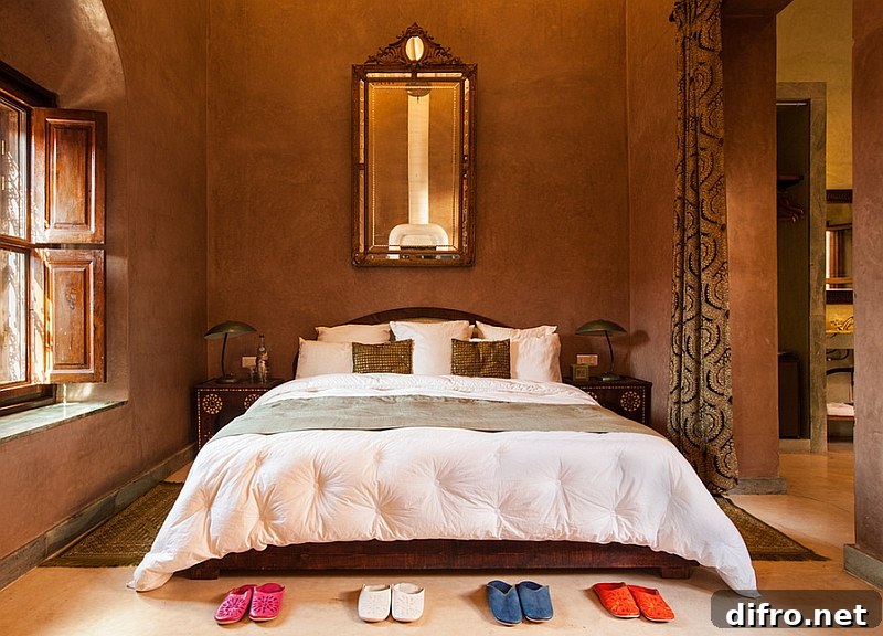Warm earthen hues pay a tribute to the African heritage of Moroccan design
