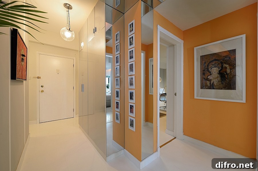 Smart placement of mirrors in the living room helps create additional visual space
