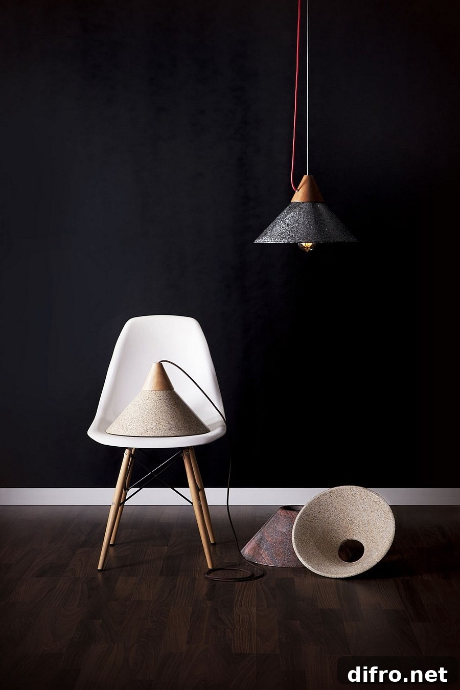Goregous pendant lamp with modern design crafted in granite