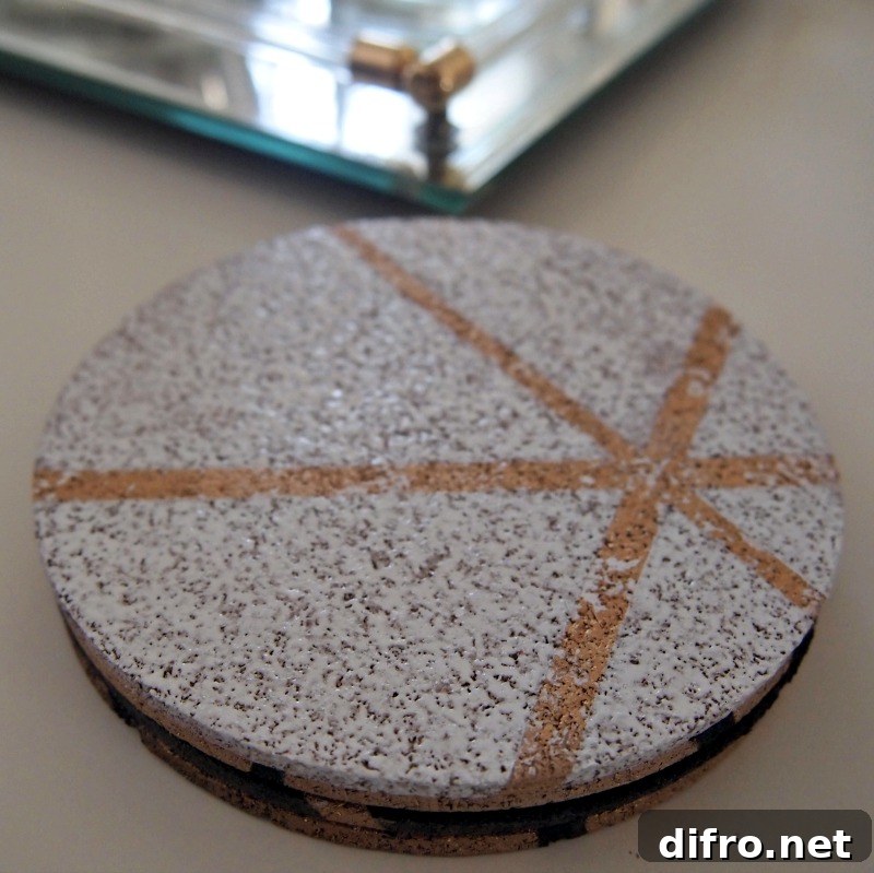 White and gold painted coaster