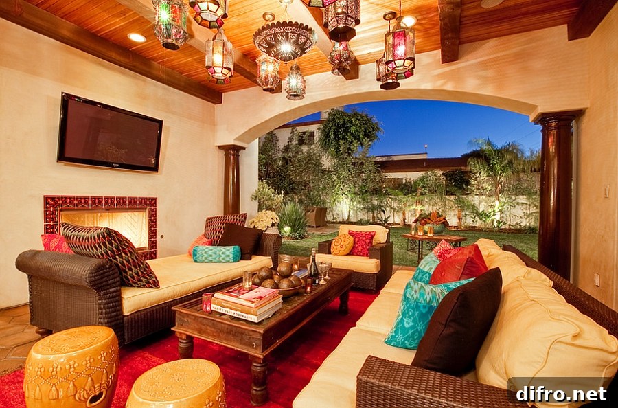 Bold colors of Moroccan design combined with smart Mediterranean influences