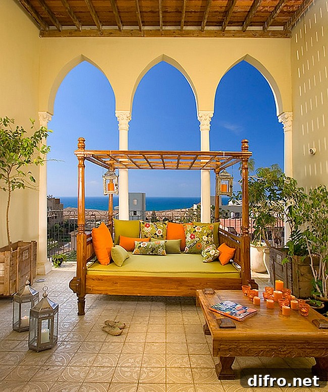 Stunning porch brings together contemporary comfort and Moroccan Design