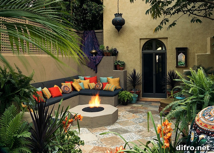 Gorgeous Moroccan patio is perfect for a home with Mediterranean theme