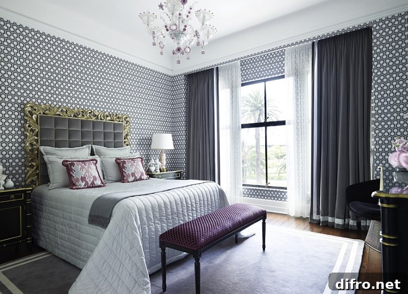 Lovely nightstand and table lamp tucked away in the corner
