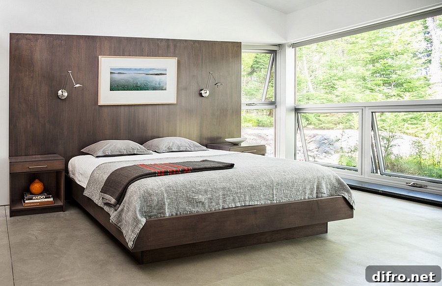 Cool contemporary bedroom with a touch of modern minimalism