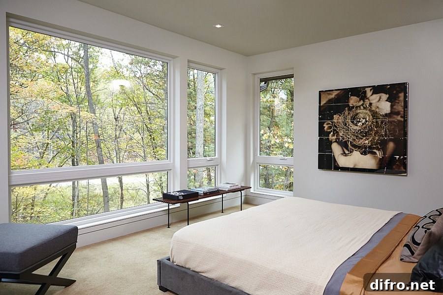 Let nature add vibrant color to the bedroom filled with masculine hues