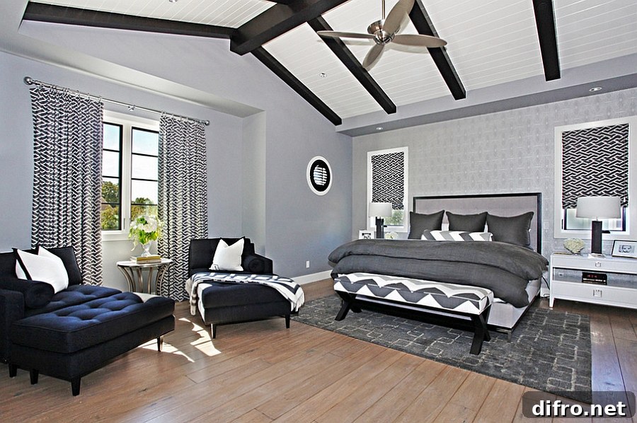 Gray is a perfect choice for the modern bedroom with a cool, masculine aura