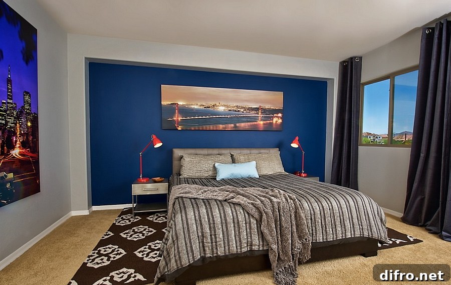 A simple and elegant way to create a masculine bedroom that is both trendy and relaxing