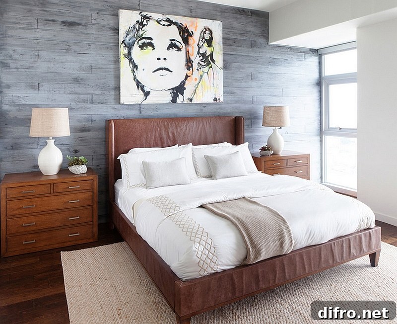 Beach style bedroom in simple hues and luxurious decor