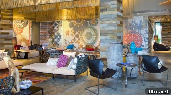 Colorful interior at W Hotel Vieques