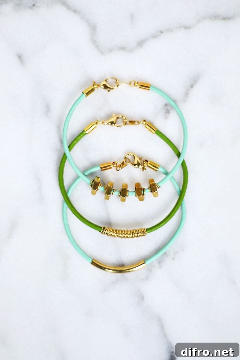 Leather bracelet DIY from A Beautiful Mess
