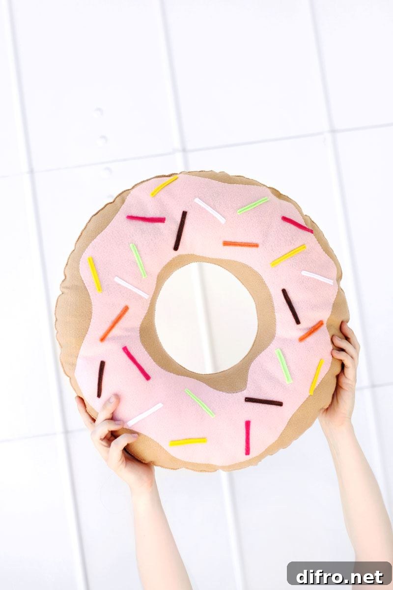 Felt donut pillow from A Beautiful Mess
