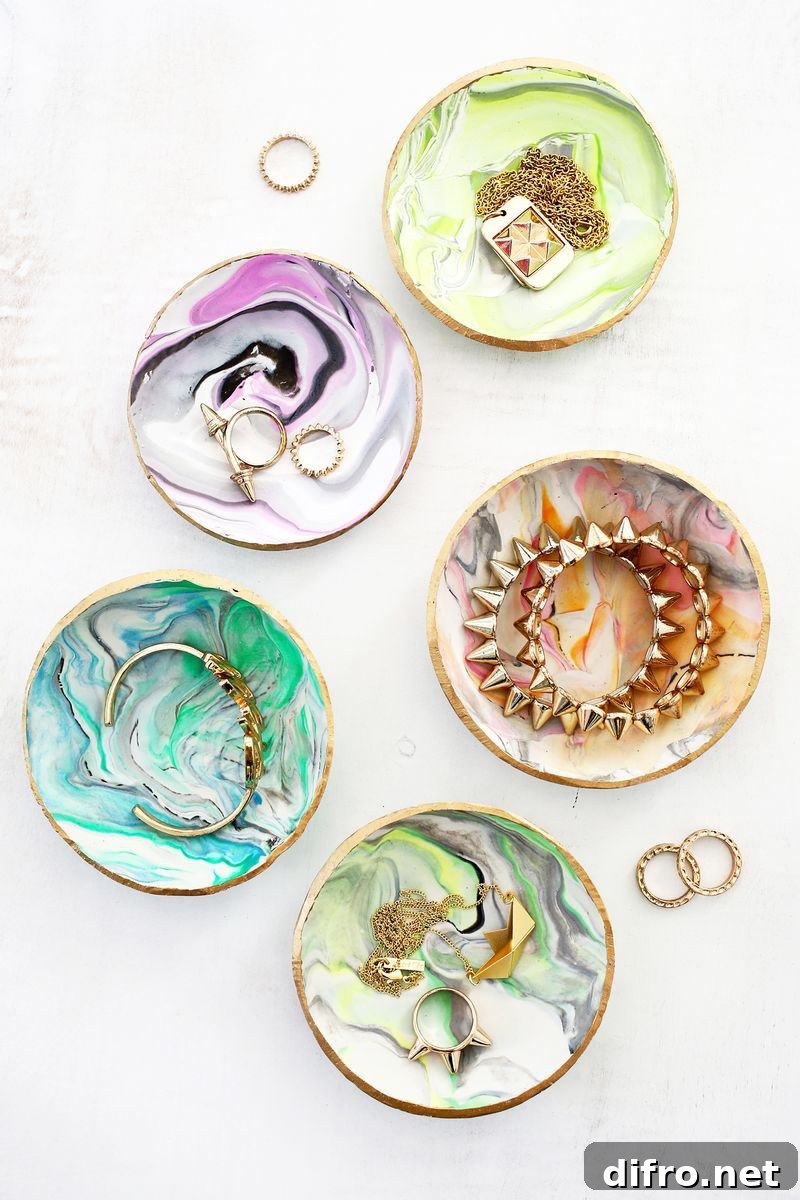 Marbled clay ring dishes from A Beautiful Mess