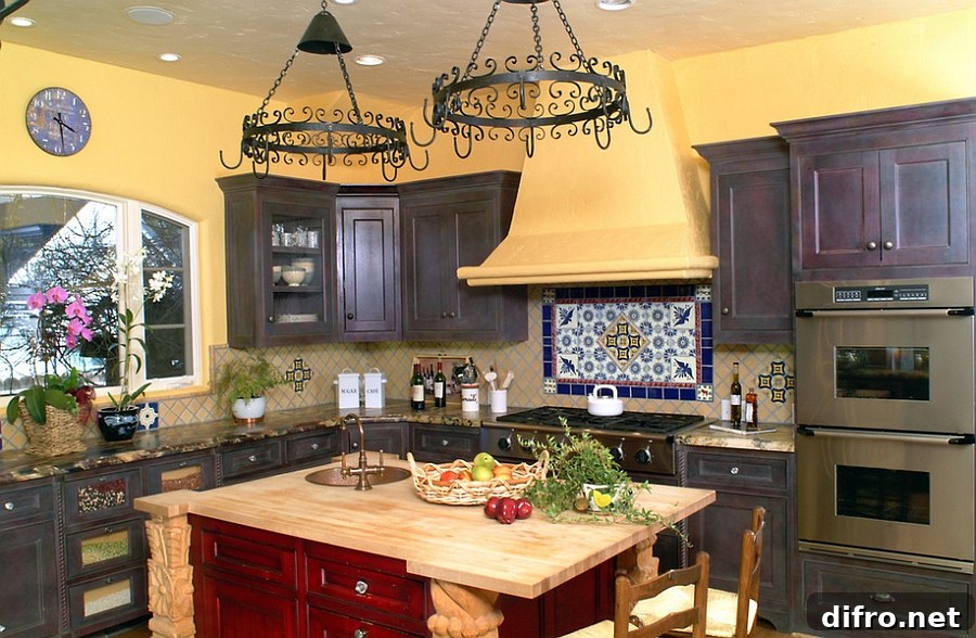 Colorful kitchen with a hint of Spanish flavor [Design: Nunley Custom Homes]