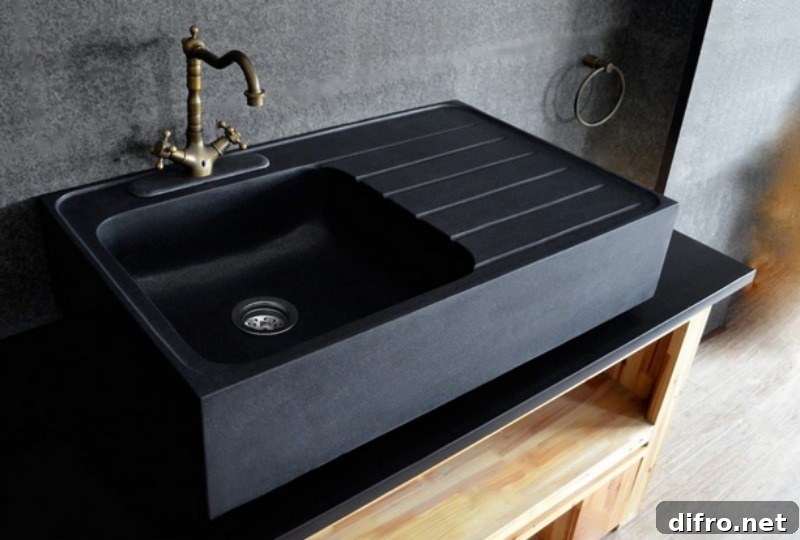 LivingRoc Kitchen Black Granite Apron Farmhouse Sink