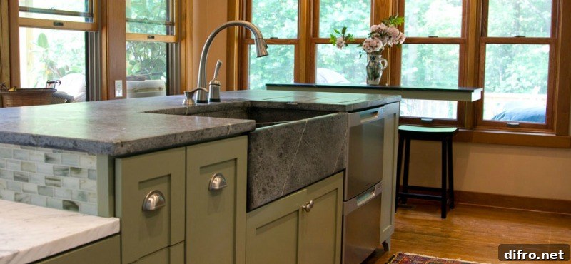 Light Grey Soapstone Farmhouse Sink