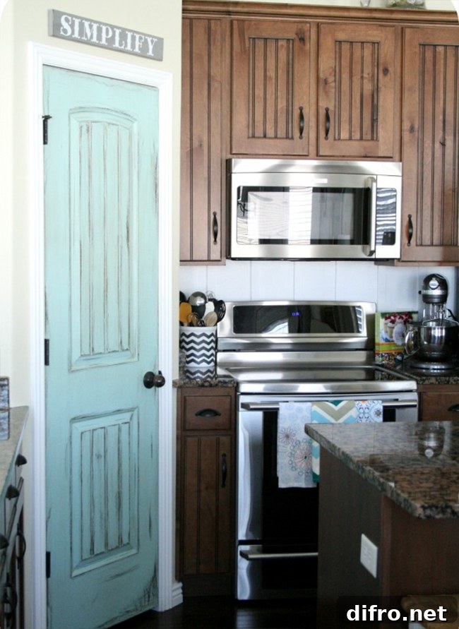Aqua Door in Country Style Kitchen