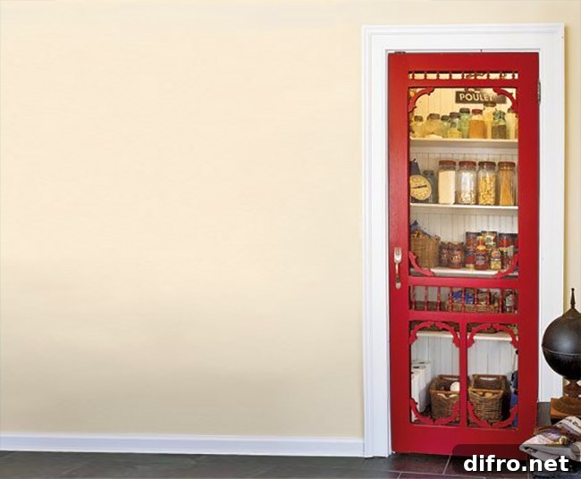 Red Screen Door as Pantry Door