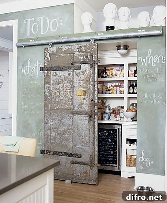 Sliding Pantry Door and Chalkboard Wall