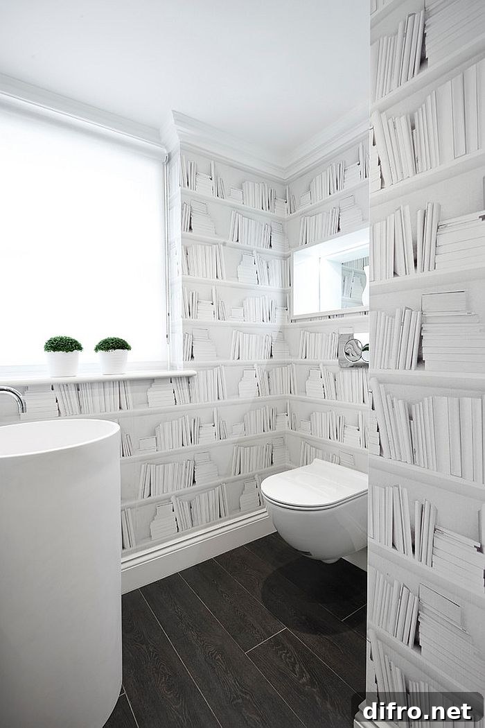 Turn to wallpaper to transform your powder room instantly! [Design: Boscolo Interior Design]