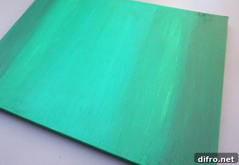Emerald tones in a DIY painting