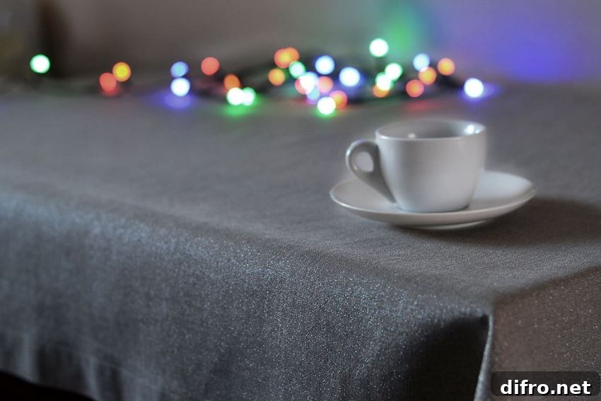 Shiny linen tablecloth from Linen Life Ideas