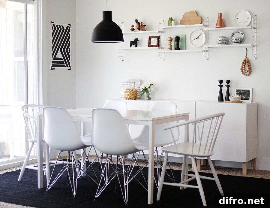 Dining room with Scandinavian style in black and white [From: Jennifer Hagler]