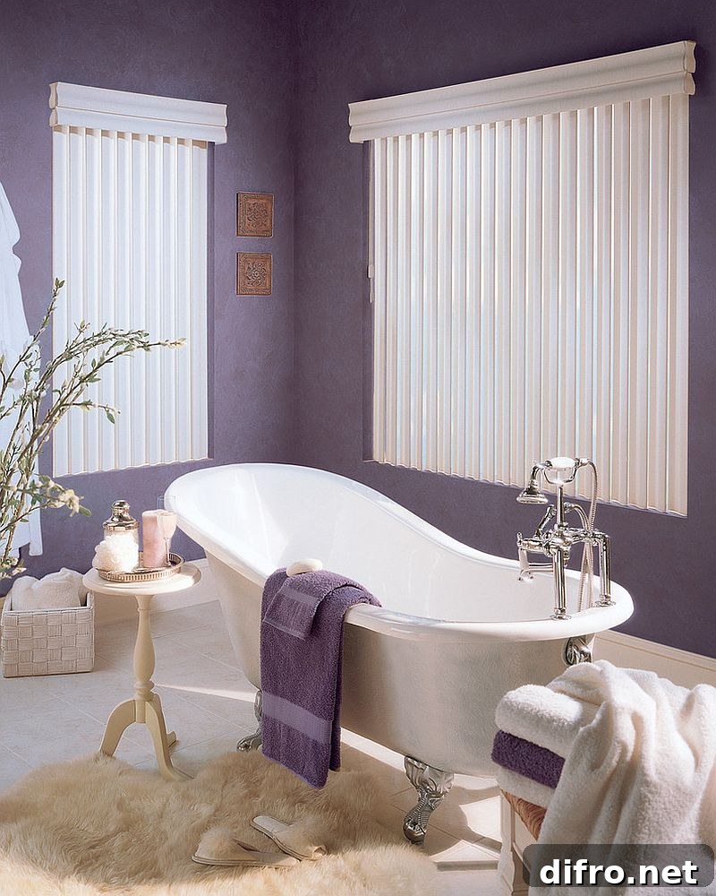 Feminine bathroom idea with a splash of purple [Design: Lisa Scheff Designs]