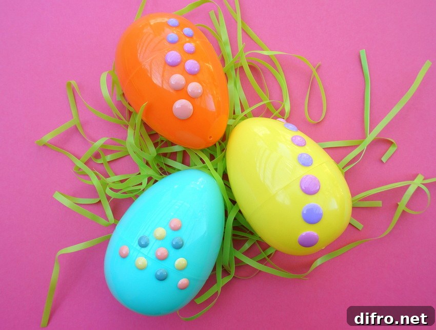 Three Easter eggs with dots