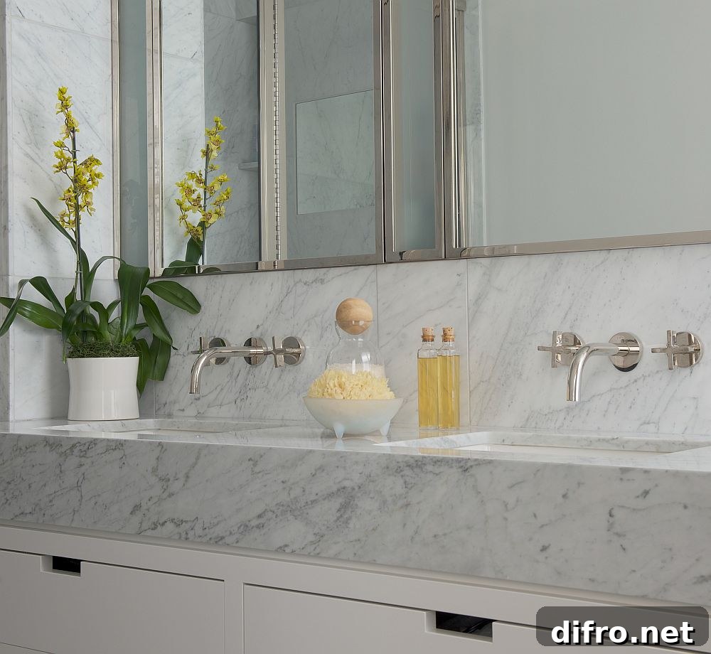 Renovated bathroom with stone vanity