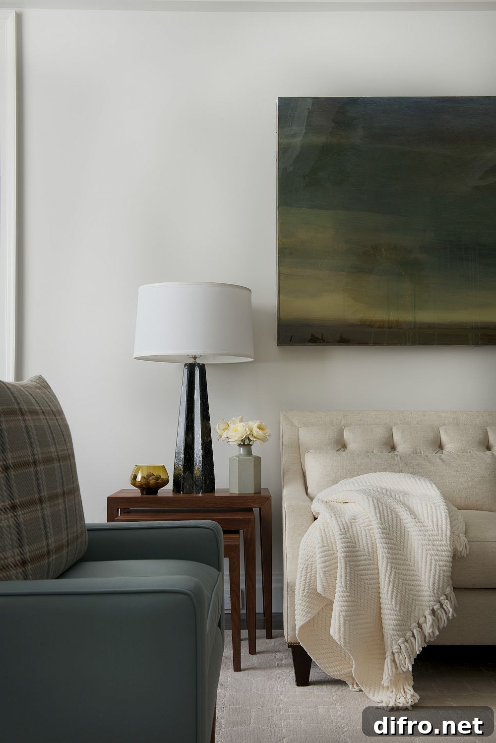 Plush sofa and club chair in the living room