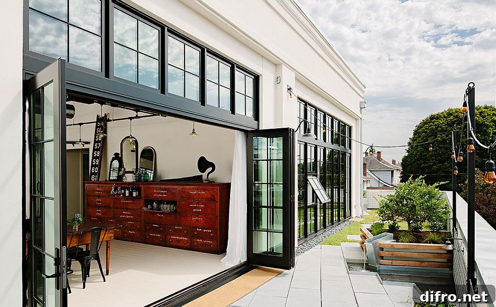 Private deck of the Portland home with a hint of greenery