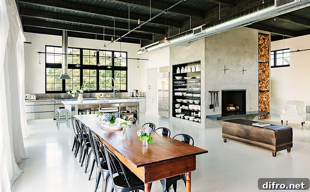 Reclaimed furniture adds to the classic, timeless look of the interior