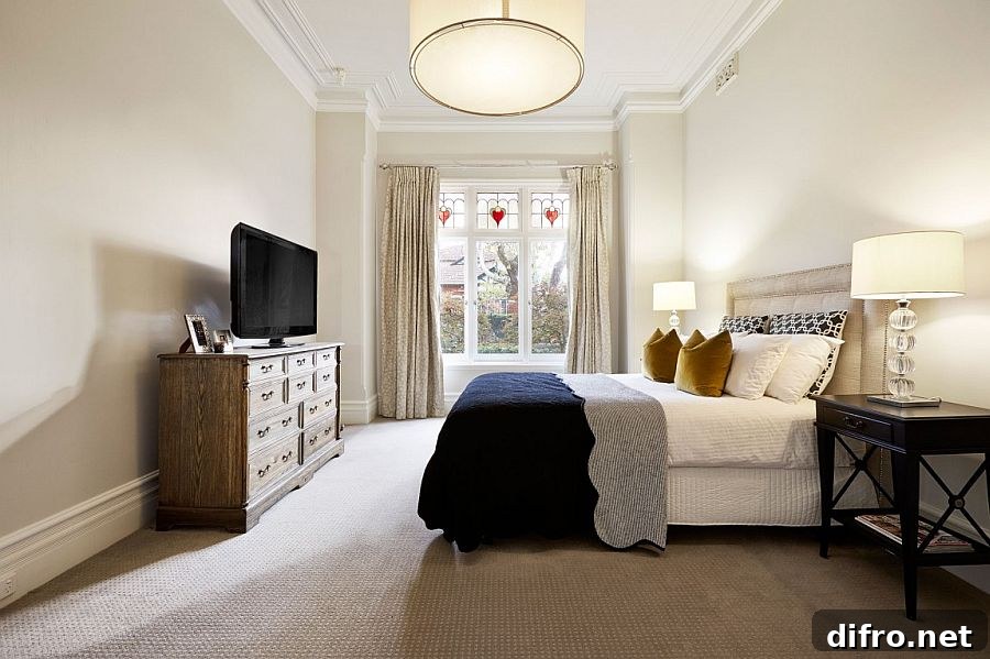 Beautiful bedroom combines classic and modern styles