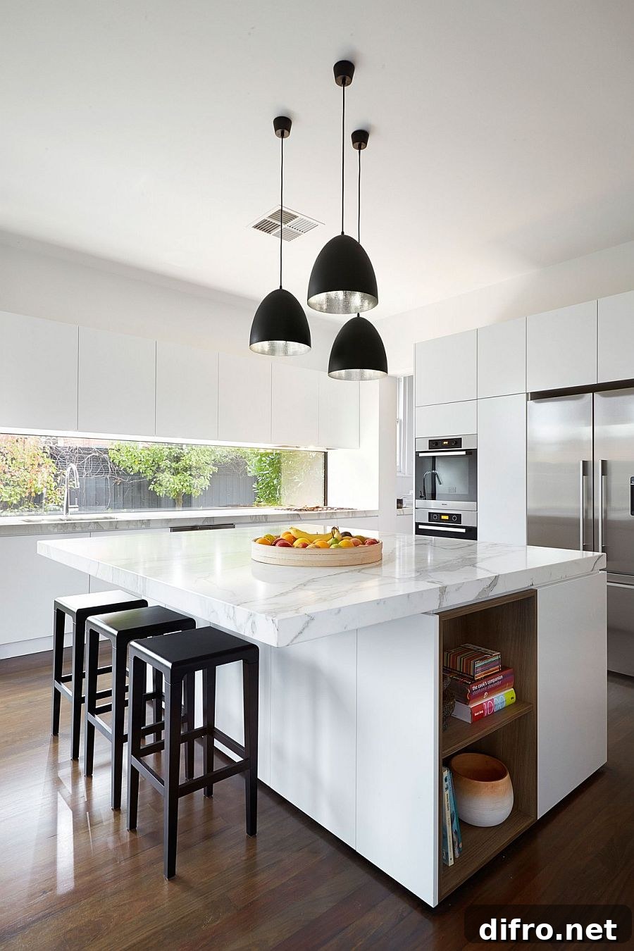 Fabulous contemporary kitchen with a central marble island