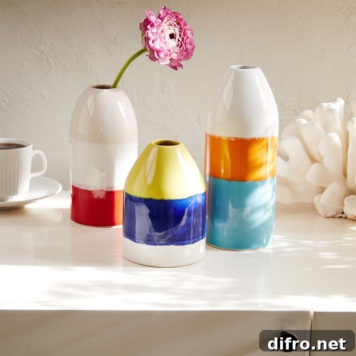 Color blocked vases from West Elm
