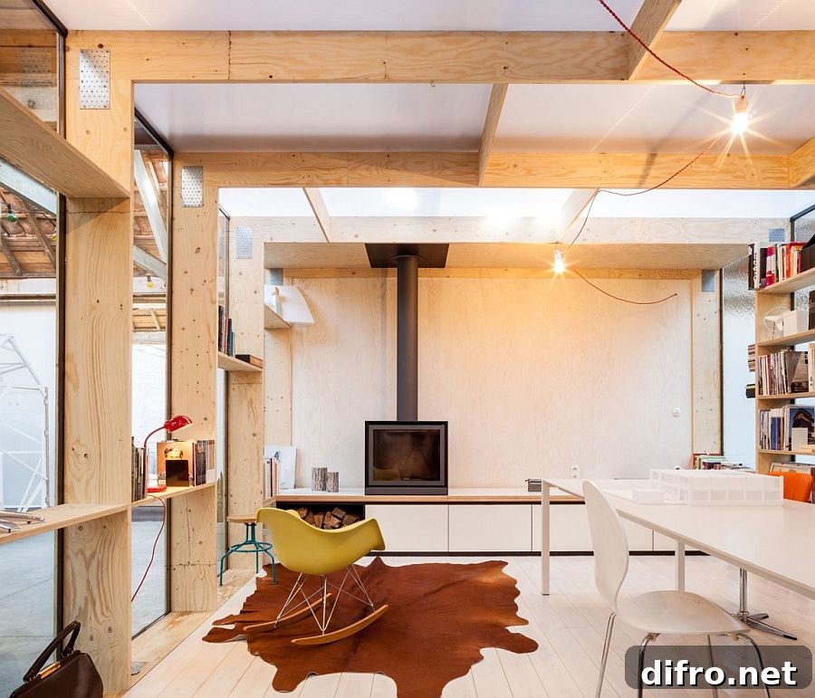 Modern minimalist design of the home office with Scandinavian style