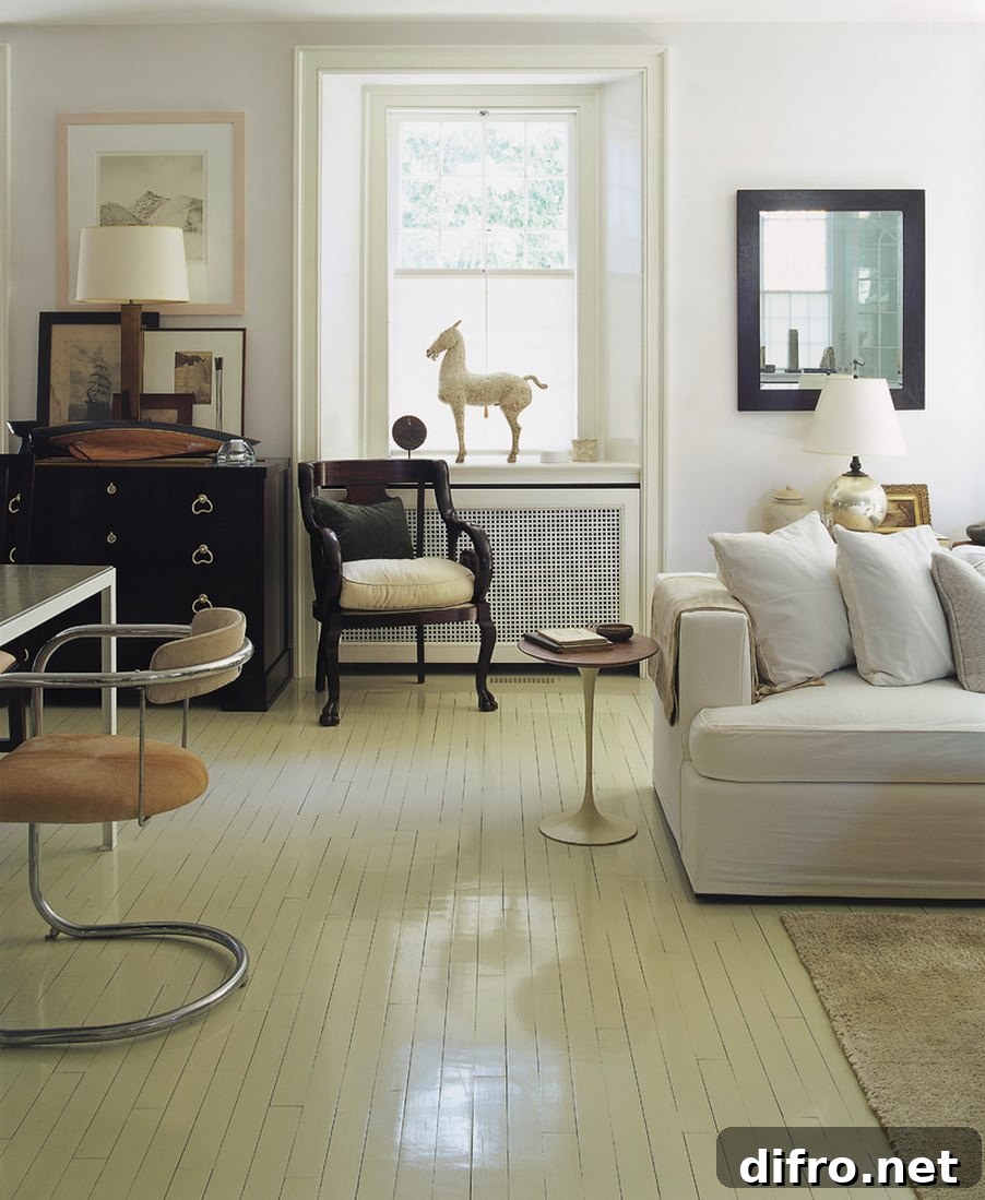 Living room with a window radiator cover
